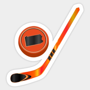 NHL - PA Orange Black Stick and Puck Sticker